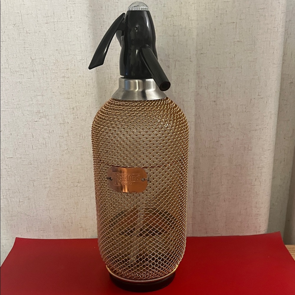 Ketel One Vodka Copper Chainmail Art Deco Seltzer Spritzer Bottle 14”H 5”D